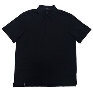 QOR Athletic Shirt Mens XL Black Good Merino Wool Zip Collar Short Sleeve Polo